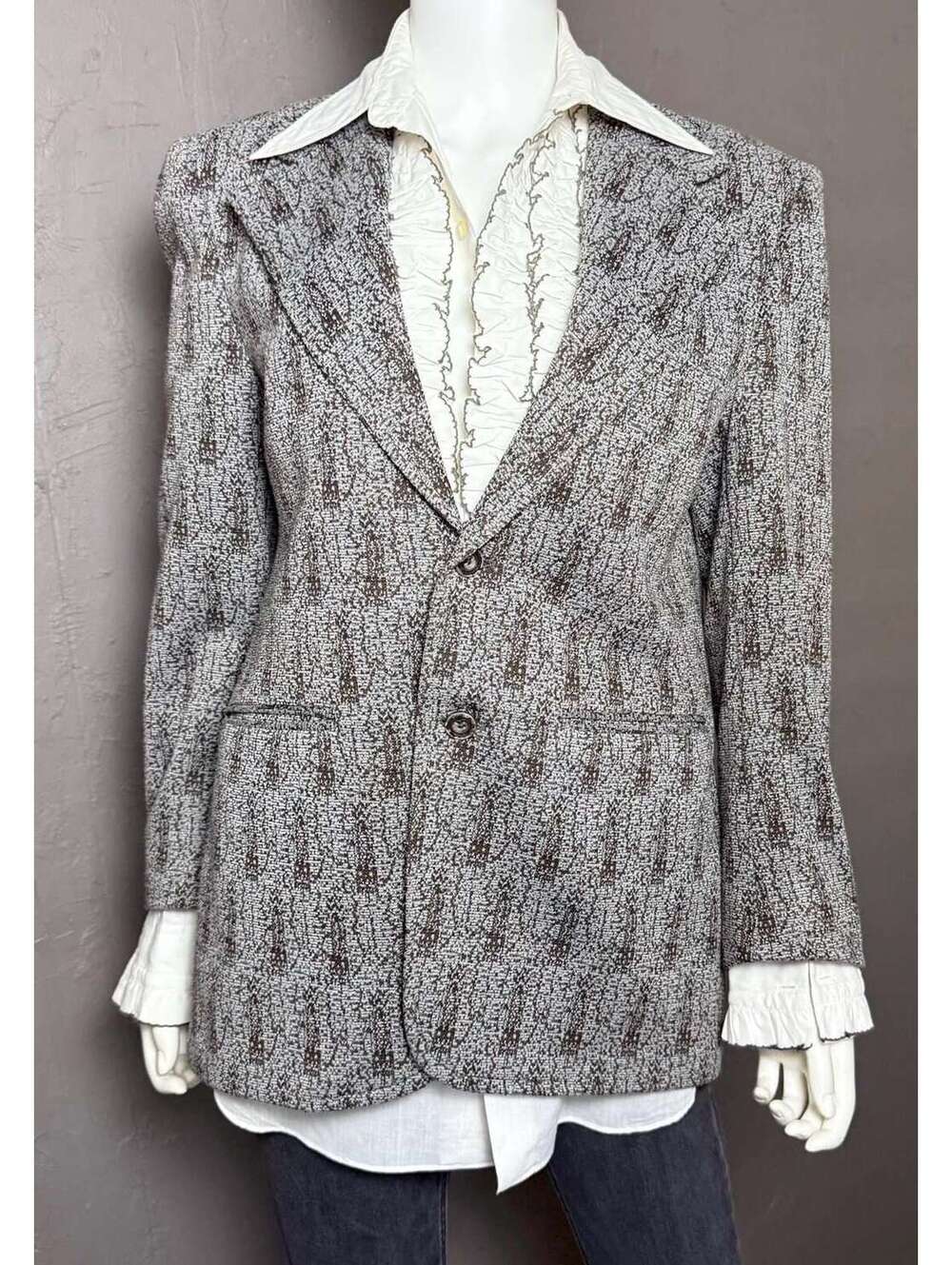 1970's Atomic Fleck Men's Blazer Brown and White by The Art Co. of San Francisco